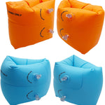 10Leccion 2 Pack Inflatable Arm Floaties for Toddlers, Blow up Water Wings for Kids, Swimming Arm Bands Floatation for Children and Adults 30-150LBS(Blue and Orange)