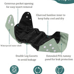 babygoal Reusable Charcoal Cloth Diapers with Double Gussets, 3 Pack Washable Baby Pocket Diapers with 3pcs Charcoal Inserts and Wet Dry Bag(Dark Grey,BeanGreen,Lake Blue)