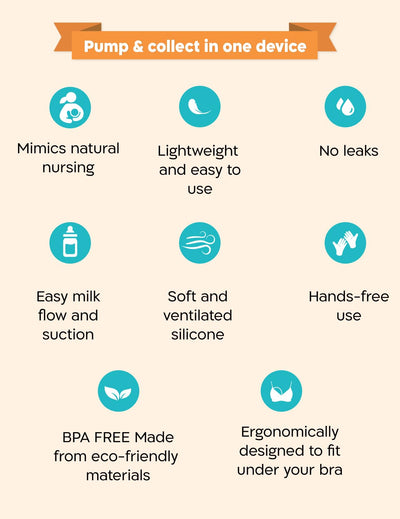 Biamba Silicone Breast Milk Collector - 2-in-1 Silicone Manual Breast Pump & Milk Collectors for Breastfeeding, Wearable & Hands-Free, Leak-Resistant & Quiet Suction, Adjustable Valve, Single Pack