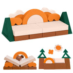 Erament 18PCS Modular Kids Play Couch - Junlge Theme Toddler Couch Building Fort, Convertible Sofa Multifunctional Kids Sofa, Toddler Baby Playroom/Bedroom Furniture for Playing, Sleeping