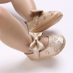 LAFEGEN Baby Girls Mary Jane Flats with Bownot Non Slip Soft Sole PU Leather Newborn Infant Toddler First Walker Cirb Dress Shoes(12-18 Months Toddler 21 Golden)