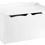 Amazon Basics Kids Wooden Toy Storage Chest with Safety Lid, Spacious Organizer for Bedroom, White, 30" x 18" x 19"
