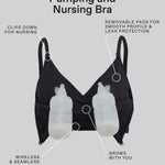 Motherhood Maternity Women's Hands Free Pumping Seamless Nursing Bra, Black, Large