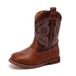 BMCiTYBM Toddler Cowboy Boots - Lightweight Western Cowgirl Boots for Boys Girls, Anti-Slip Soft Sole Walking Shoes with Side Zipper for Easy On/Off, Classic Stitching for Costumes & Outdoor Play Brown Size 6 Toddler