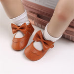 LAFEGEN Baby Girls Mary Jane Flats with Bownot Non Slip Soft Sole PU Leather Newborn Infant Toddler First Walker Cirb Dress Shoes, 6-12 Months Infant, 07 Brown