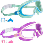 Seago Swim Goggles 2 Pack Anti-Fog Anti-UV Wide View Swimming Goggles for Kids 3-14