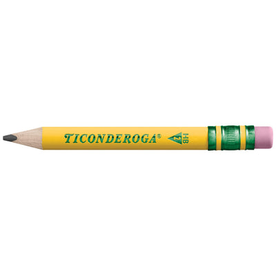 Ticonderoga My First Half-Size Wooden Pencils, Large Triangle-Barrel Pre-Sharpened #2 (HB) Short 4.5" Yellow Pencils with Erasers, Yellow, 12/Pack