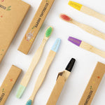 NUDUKO Kids Toothbrush Bamboo Toothbrushes 6 Pack - Organic Compostable Tooth Brush Wooden Baby Toddler Toothbrush, Eco-Friendly Natural Biodegradable Soft Bristle Toothbrush for Children