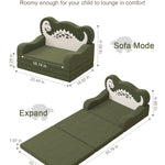 YACODAVO 2-in-1 Toddler Couch Fold Out, Foldable Kids Sofa, Kids Chairs Comfy, Gift for Boys, Gift for Birthday, Children's Day, Dark Green Dinosaur