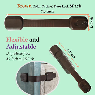 Child Safety Cabinet Locks for Baby Proof,Child Proof Safety Locks for Cabinets,Drawers,Cupboard,Oven,Fridge,8Packs Brown Locks,BAOWEIJD