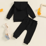 PUHHAPIEY Toddler Baby Boy Clothes Fall Winter Outfits Embroidery Daddy's Mini Hoodie Sweatshirt & Joggers Pant Set (Black, 12-18 Months)