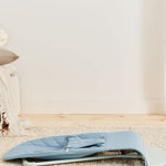 BabyBjörn Bouncer Bliss, Blue, Woven, Petal Quilt | 2-in-1 Adjustable Baby Bouncer Seat and Toddler Chair, Newborn to Toddler (8-29 lbs), 4 Positions, Lightweight & Portable