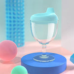 Wine Sippy Cup, Plastic Wine Glass Baby Goblet Sippy Cup Beverage Mug Milk Bottle with Lid for Kids Birthday Party or Celebration (over 8 months)