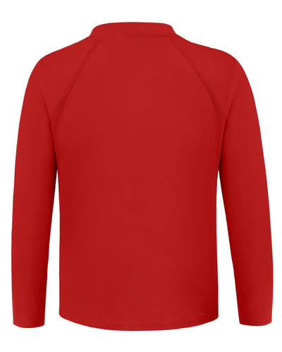 Toddler Boys Swim Shirt Long Sleeve Rash Guard UPF 50+ Sun Protection Shirts for Baby Kids Quick Dry(Red,12-18M)