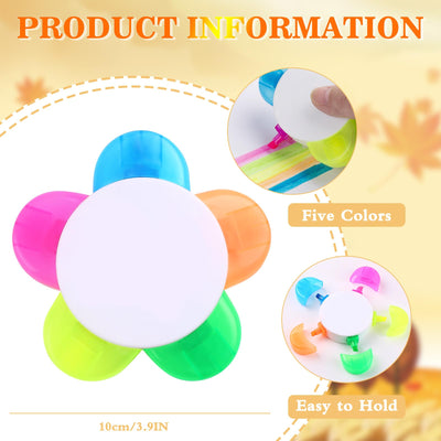 SunAngel MultiColor Highlighters for Kids, 5-in-1 Petals Flower Shape Highlighter Pens, Fun & Cute Cartoon Markers, Fluorescent Watercolor Set for Arts Crafts, School Supplies & Childrens Toy Gifts