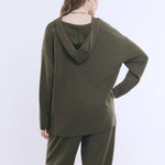 Motherhood Maternity Women's Long Sleeve V-Neck Scuba Pullover Nursing Hoodie, Deep Depths, X-Large