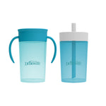 Dr. Brown's Milestones Straw to 360° Cup Set, Convertible Toddler Training Cup Set with Interchangeable Silicone Straw and 360 Degree Cup Lids, Ocean Blue, 10 oz/300 mL, BPA Free, 9m+, 2 Pack