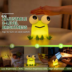 Frog Night Light with Big Eyes, Soft Silicone Nursery Night Light for Kids, Rechargeable Dimmable Frog Lamp with Timer, Room Decor Kawaii Toys and Gifts for Boys and Girls