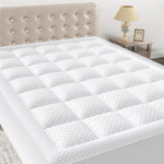 OLANLY Queen Quilted Fitted Mattress Pad, Elastic Fitted Mattress Topper, Cooling Soft Mattress Cover Stretches up to 21 Inches Deep, Machine Washable Mattress Protector (60x80 inch, White)