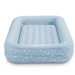 Intex 66810FL Inflatable Kidz Travel Bed Set, Includes Hand Pump and Carry Bag, Removable Mattress, Quick Inflation, Indoor Use, 42in x 66in x 10in, Blue with Star Print Frame