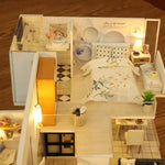 GuDoQi DIY Miniature Dollhouse Kit, Tiny House kit with Furniture and Music, Miniature House Kit 1:24 Scale, Great Handmade Crafts Gift for Birthday Easter, Simple Life House