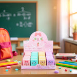4Pcs Multicolour Cute Dual Purpose Book Pencil Sharpener Eraser, Cute Cartoon Student Eraser Pencil Sharpener, Office and School Supplies