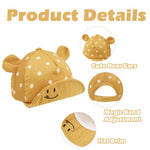 JANGANNSA Polka Baby Baseball Caps Infant Toddler Sun Cap Boys Girls Summer Hat with Bear Ears 6-24Months (6-24Months,Yellow Mesh Polka Bear)