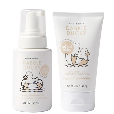 Two Dabble Ducky baby care products on a white background