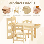 Acenova Kids Art Table and Chairs Set with Paper Roll and Storage, Wooden Craft Table with 2 Chairs, Kids Desk with Storage for Drawing Learning Reading, Toddler Activity Play Desk Classroom