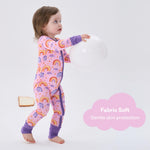 pureborn Baby Girls Sleeper Viscose from Bamboo Pajamas 2-Way Zipper Snug Fit Sleepwear Rainbow Cloud 0-3 Months