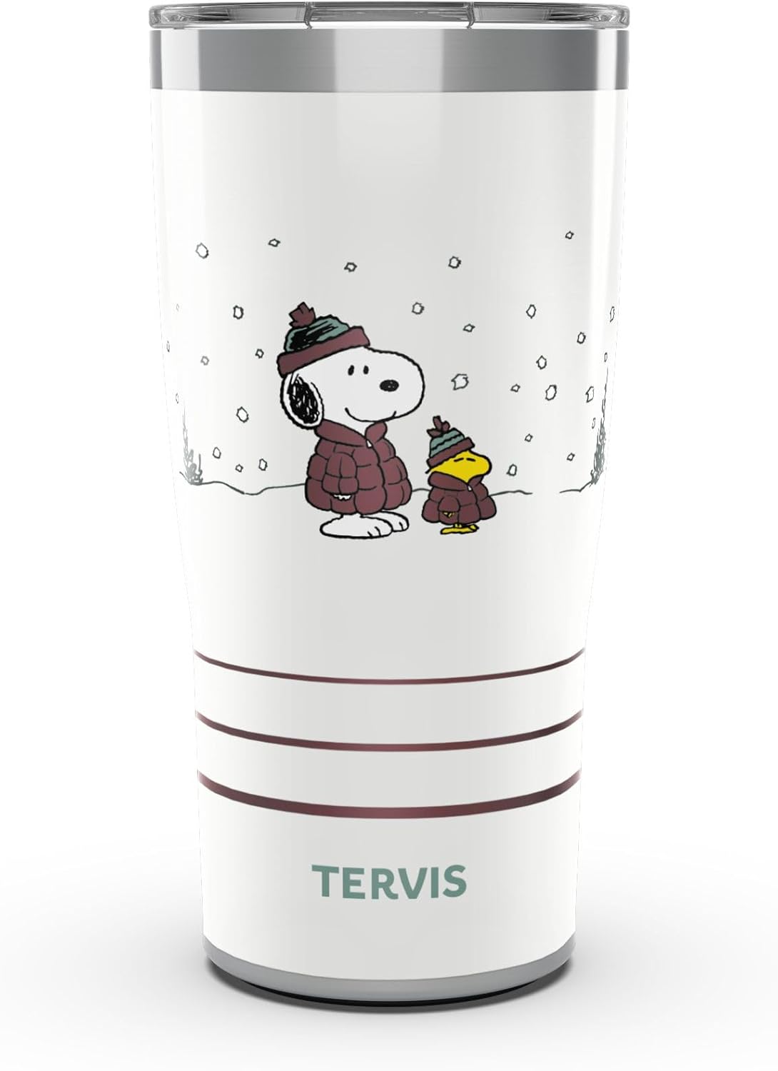 Tervis Traveler Peanuts - Snoopy & Woodstock Christmas Puffer Buddies Triple Walled Insulated Tumbler Travel Cup Keeps Drinks Cold & Hot, 20oz, Stainless Steel