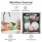 EKOSELA-Silicone Suction Scooper Bowl - High Edge for Self Feeding 2SET (Light Green + Beige)