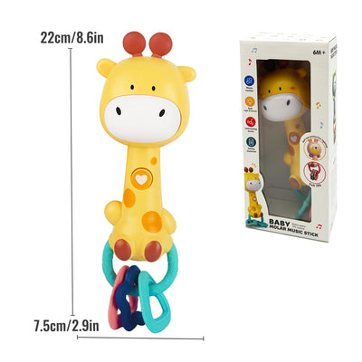 WHNKFB Baby Rattle Musical Toy, Light-Up Teething & Chew Sensory Toy for 6-12-18 Months, BPA-Free Soft Rubber & ABS, Soothing Toy for Baby Girl & Boy, Perfect Gift for 1+ Year Old (Giraffe)