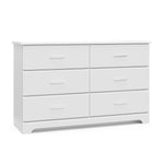 Storkcraft Brookside 6-Drawer Dresser (White) – GREENGUARD Gold Certified, White Dresser for Bedroom, Kids & Nursery Storage Chest, Safety Interlocking Drawers, Pre-Installed Tracks, Kids Chest