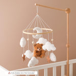 Baby Mobile for Crib Bear Cloud Crib Mobile Handmade Furry Nursery Mobile Gender Neutral Crib Toy Hanging for Nursery Decor Accessories