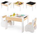 Costzon Kids Table and Chair Set, 4 in 1 Wooden Activity Table & 2 Chairs with Detachable Blackboard for Arts, Crafts, Drawing, Reading, Storage, 3 PCS Toddler Table and Chairs for Boys Girls (White)