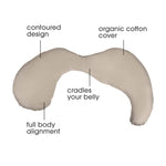 Boppy Total Body Pregnancy Pillow with Organic Cotton, Easy-on Removable Cover in Biscuit for Full-Body Support, Body Pillow for Pregnancy and Postpartum Positioning