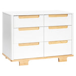 Babyletto Yuzu 6-Drawer Dresser with Over 10-Inch Drawer Extension in White and Natural, Greenguard Gold Certified