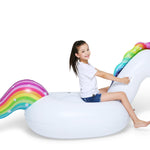 Jasonwell Big Inflatable Unicorn Pool Float Floatie Ride On with Fast Valves Large Rideable Blow Up Summer Beach Swimming Pool Party Lounge Raft Decorations Toys for Kids Adults