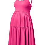 GINKANA Maternity Dresses Spaghetti Strap Maternity Cami Dress Summer Sleeveless Women's Maternity Dress Casual for Baby Shower,Hot Pink,M