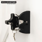 HILLMASTER Key Lockable 2 Sided Gate Latch Key,Self Locking Gate Latch Gate Fence Lock for Outdoor Gates,Locking Gate Door Lock Fence Latch Gate Hardware for Metal,Wood,Vinyl Fence,Black Finish