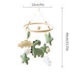 Soft Green Dinosaur Theme Baby Mobile for Crib, Simple Crib Bell for Boys and Girls,Handmade Felt Clouds Nursery Ceiling Decoration,Easy to Install Cotton Animal Charms for Bassinet