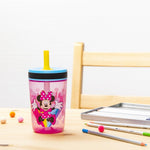 Zak Designs Disney Kelso Tumbler 15 oz Set (Minnie Mouse) Leak-Proof Screw-On Lid with Straw, Made of Durable Plastic and Silicone, Perfect Bundle for Toddlers, Kids