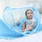 Baby Sleep Net, Baby Cot Crib Nets Cover Folding Crib Netting Baby Bedding Portable Breathable Baby Bed for Children Supplies Travel Bed (Sky-Blue,Green)