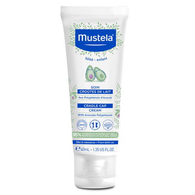 Mustela Cradle Cap Cream tube on a white background