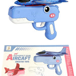 Cute Dinosaur Airplane Launcher Toy,Foam Airplane Launcher Toy,Dinosaur Catapult Gun Aircraft,7.6'' Foam Glider Plane - Outdoor Flying Catapult Toy - Fun Birthday Gifts(Blue)