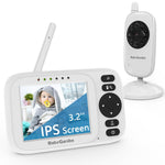 Baby monitor with screen displaying a baby and camera on a white background