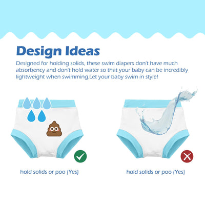ALVABABY Swim Diapers 3pcs Baby & Toddler Reusable Waterproof Swimming Diaper for Boy's and Girl's for Swim Classes 3XBS04-3-4T