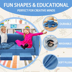Frxeyaliz 12PCS Modular Kids Play Couch Child Convertible Building Fort Sofa and Cushion DIY Floor Sofa for Playroom Bedroom (Blue)