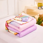 PERFEMET 4 Pieces Toddler Bedding Set Colorful Rainbow Toddler Comforter Set for Girls Pink Blue Purple Tie Dye Kids Bed Set Soft Reversible Star Printed Girl Bed in A Bag (Rainbow Flower, Pink)